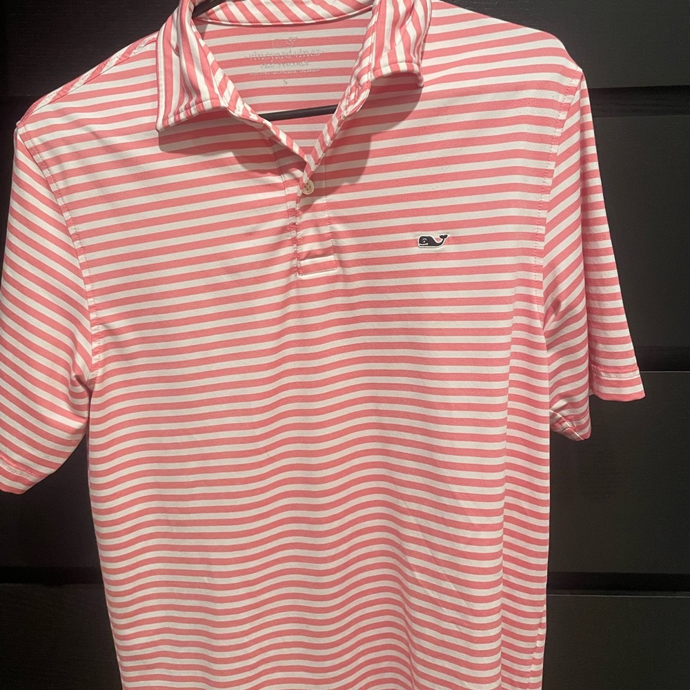 Vineyard Vines Pink and White performance Polo Shirt